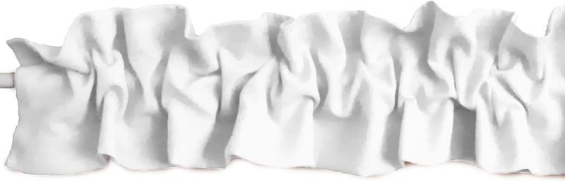 Zen Creative Designs Solid Poplin Sleeve Topper Window Valance Top Bottom Ruffle Home Décor Bedroom Nursery Kitchen Window (144" Wide x 9" Tall, White) - Image 2